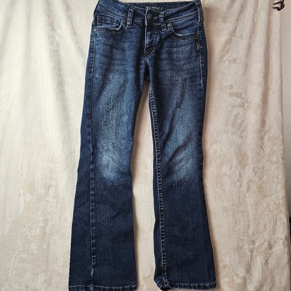 Silver Jeans co  Suki Surplus Blue Women's 27 Bootcut Jeans thick stitch